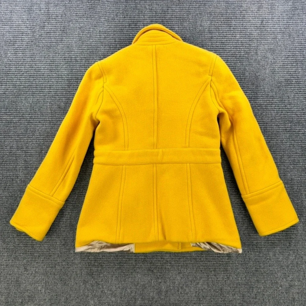 J.Crew Stadium Cloth Nello Gori Yellow Wool Blend Pea Coat Jacket Womens 0 - Picture 2 of 13